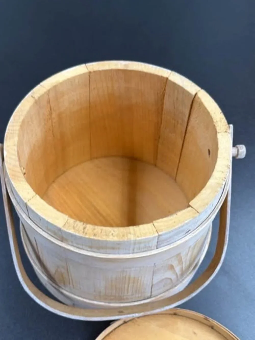 Vintage Wooden Firkin Bucket with Lid